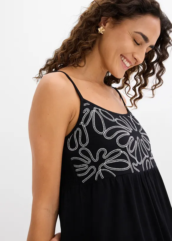 Top &agrave; bretelles spaghetti et broderies, bonprix