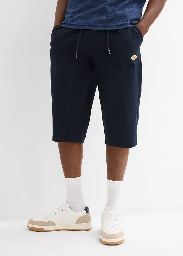 Bermuda sweat long &agrave; taille &eacute;lastiqu&eacute;e, aspect denim, bonprix