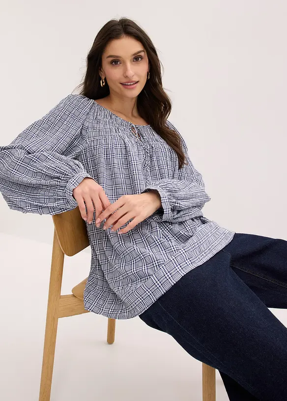 Blouse &agrave; carreaux en seersucker, bonprix