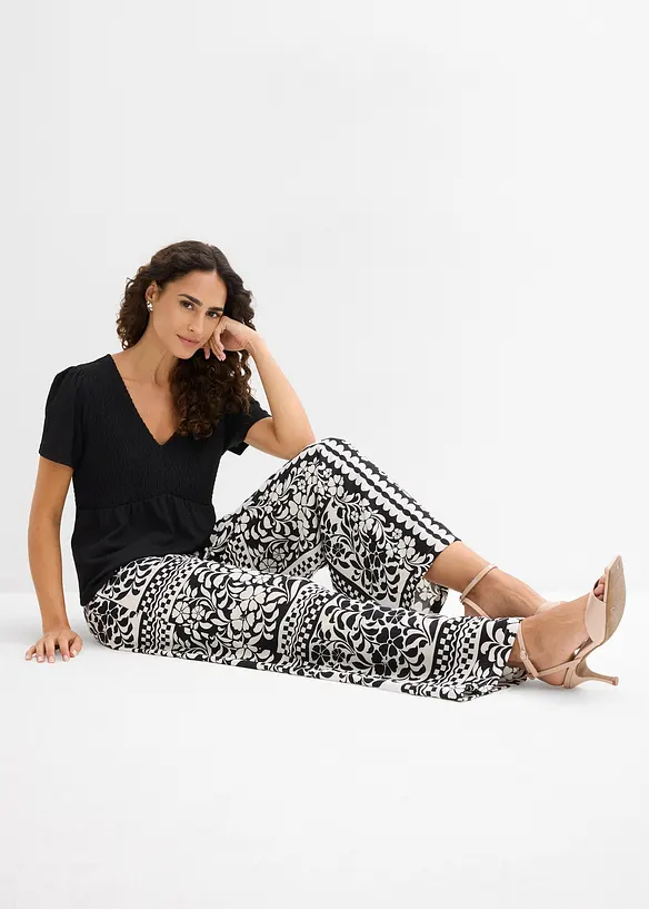 Pantalon fluide &agrave; taille &eacute;lastiqu&eacute;e, bonprix