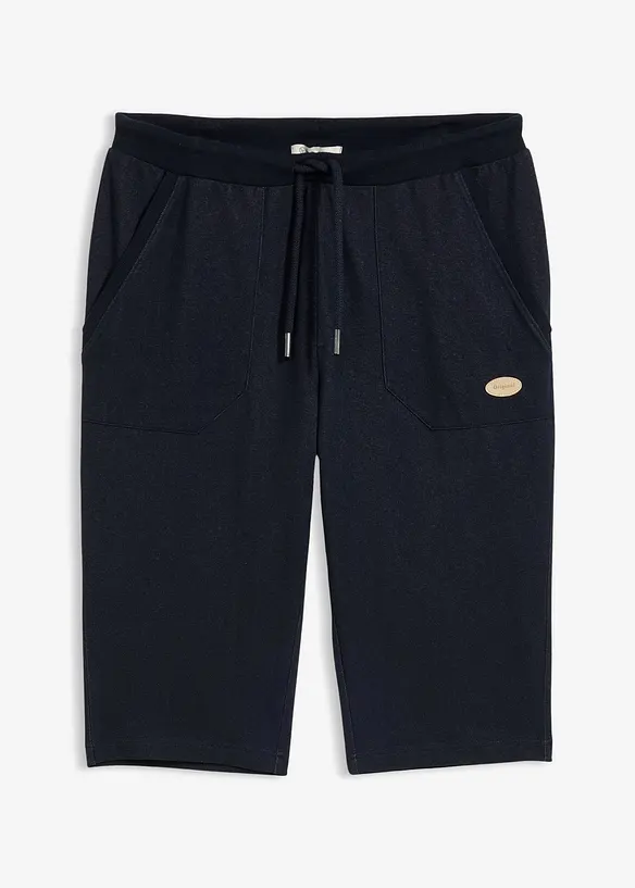 Bermuda sweat long &agrave; taille &eacute;lastiqu&eacute;e, aspect denim, bonprix