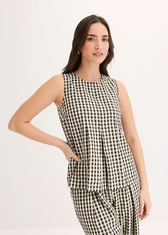 Top sans manches &agrave; carreaux, bonprix