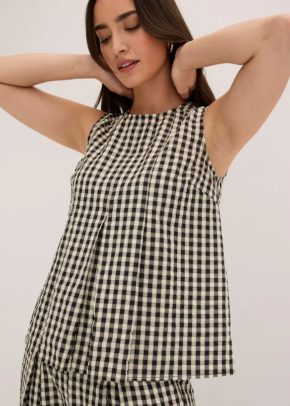 Top sans manches &agrave; carreaux, bonprix