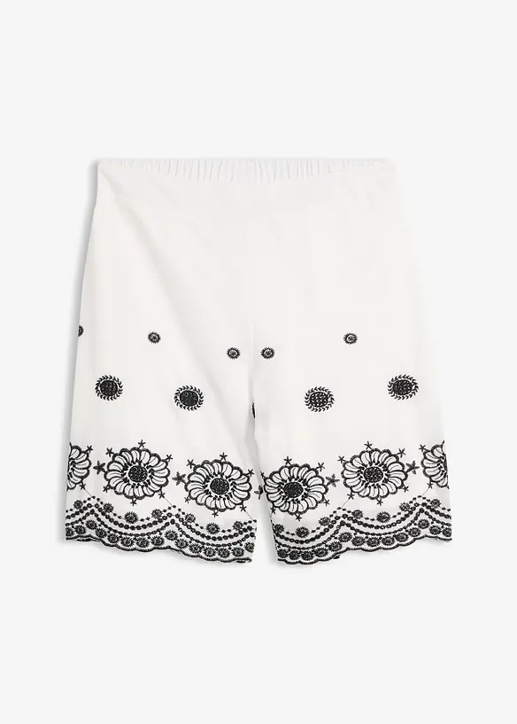 Short en twill avec dentelle ajour&eacute;e, bonprix