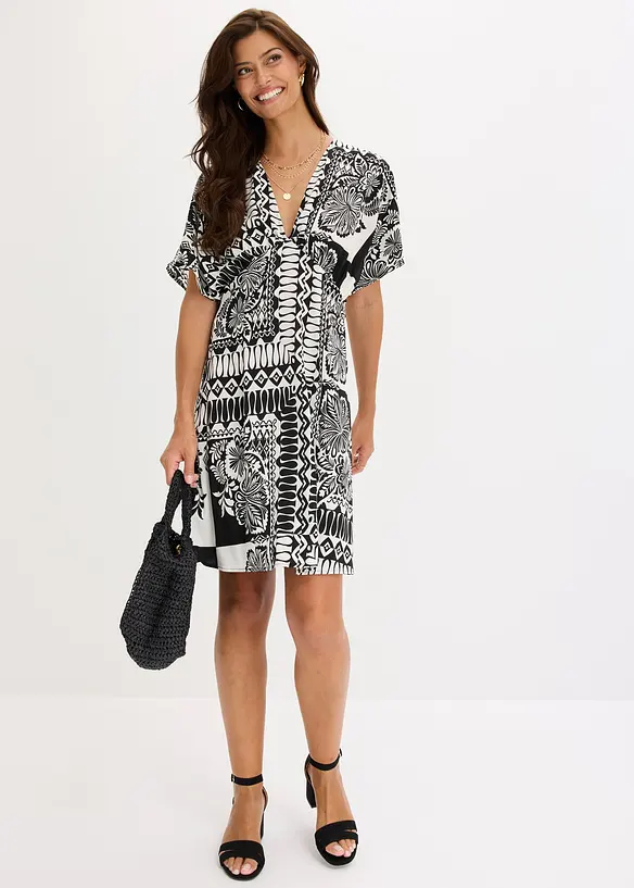 Robe courte avec d&eacute;collet&eacute; plongeant, bonprix