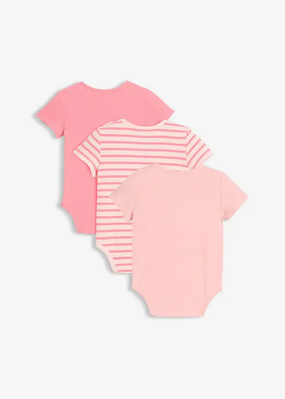 Lot de 3 bodys manches courtes en coton, bonprix