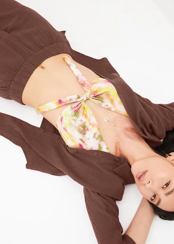 Pantalon large &agrave; pinces en gaze de coton, bonprix