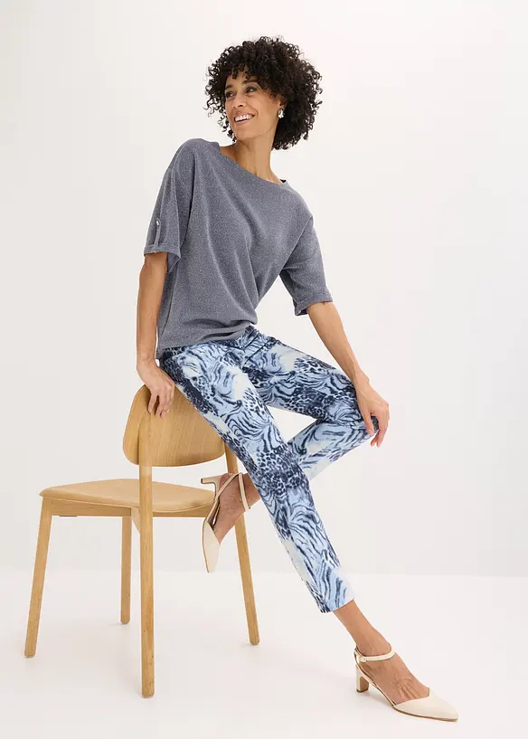 Pantalon extensible 7/8 imprim&eacute;, bonprix