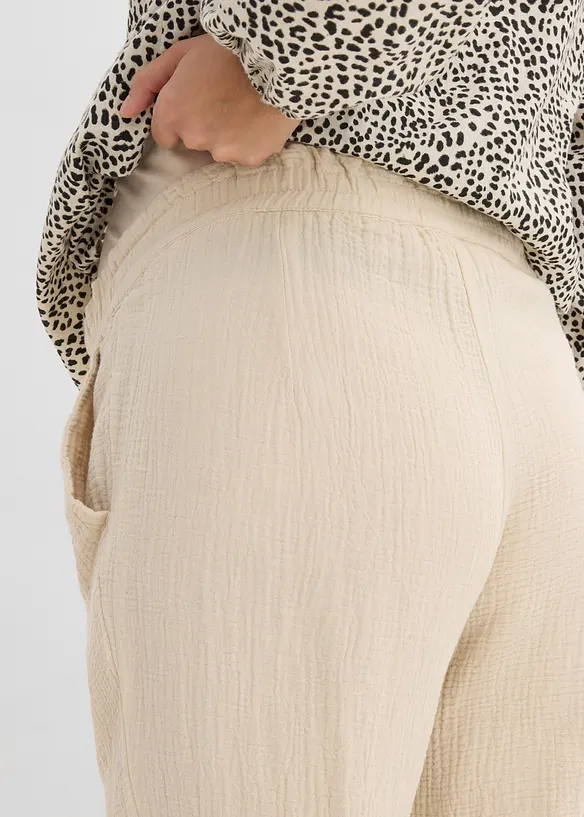 Pantalon de grossesse 100% gaze de coton, loose, bonprix