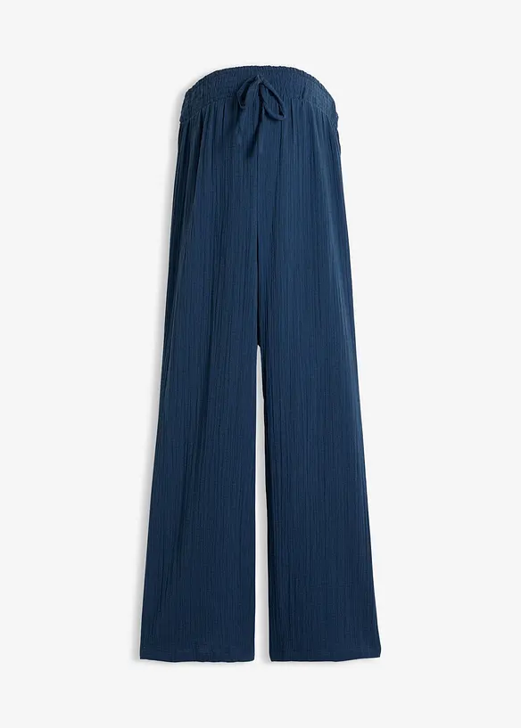 Pantalon de grossesse confortable &agrave; taille smock&eacute;e, gaze 100% coton, bonprix
