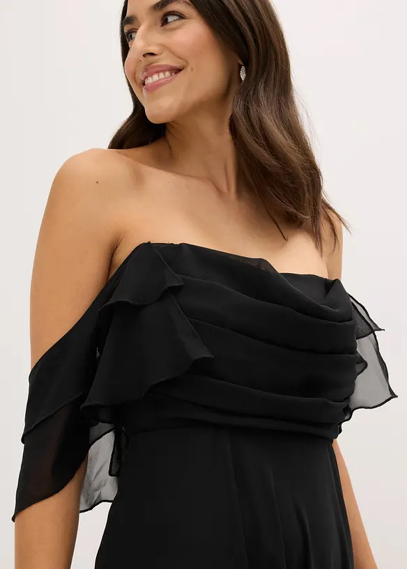 Robe de soir&eacute;e en mousseline avec drap&eacute;, bonprix