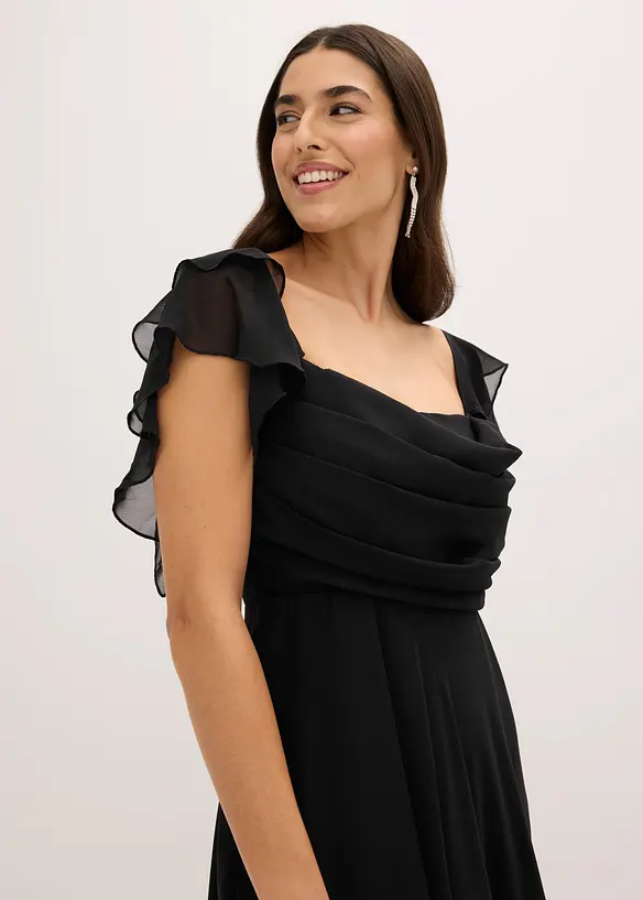 Robe de soir&eacute;e en mousseline avec drap&eacute;, bonprix
