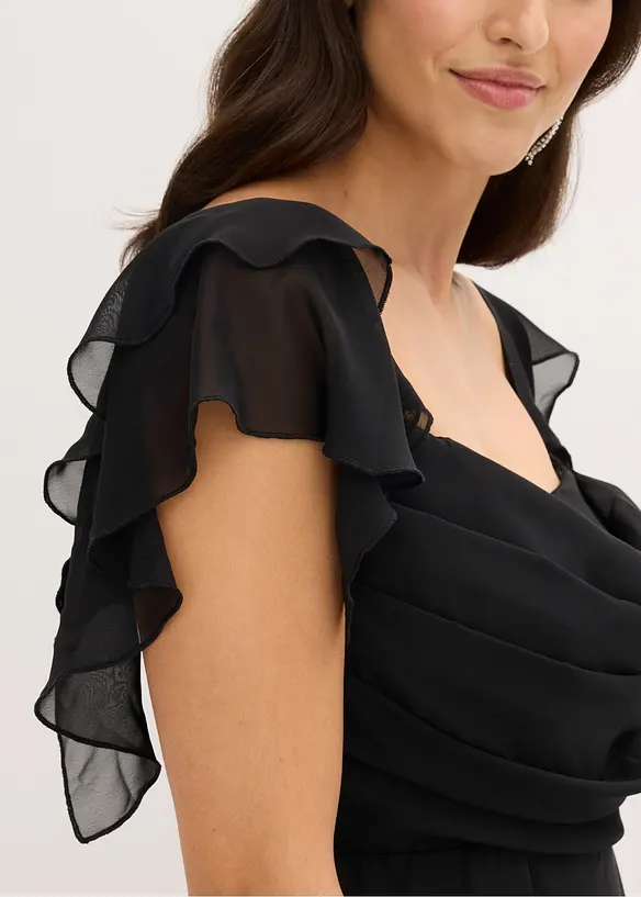 Robe de soir&eacute;e en mousseline avec drap&eacute;, bonprix