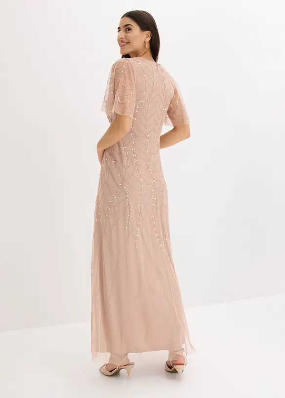Robe de soir&eacute;e en tulle d&eacute;licat &agrave; sequins brod&eacute;s, bonprix