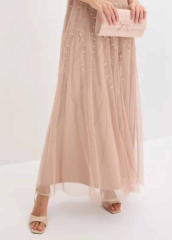 Robe de soir&eacute;e en tulle d&eacute;licat &agrave; sequins brod&eacute;s, bonprix