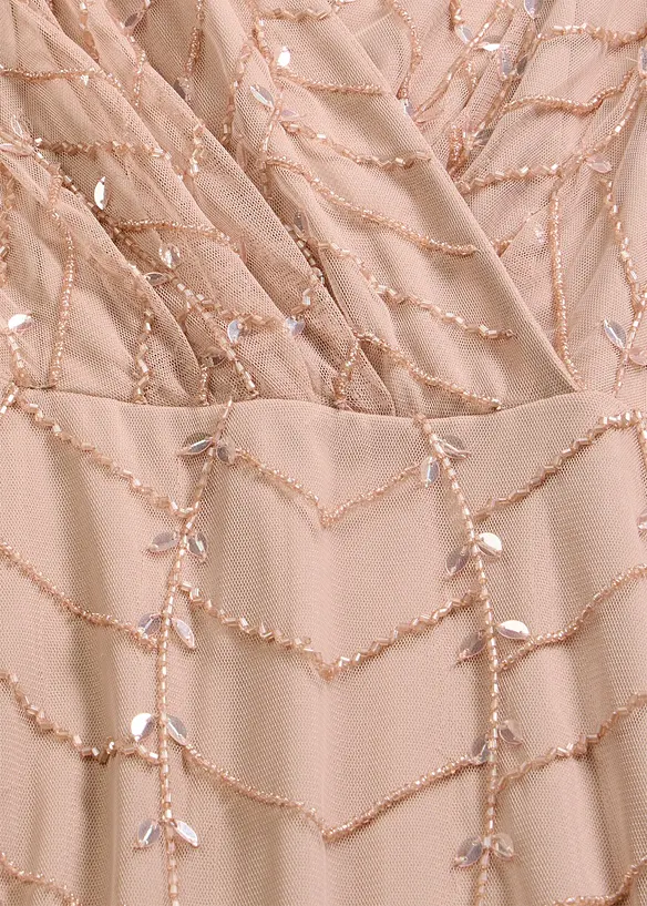 Robe de soir&eacute;e en tulle d&eacute;licat &agrave; sequins brod&eacute;s, bonprix