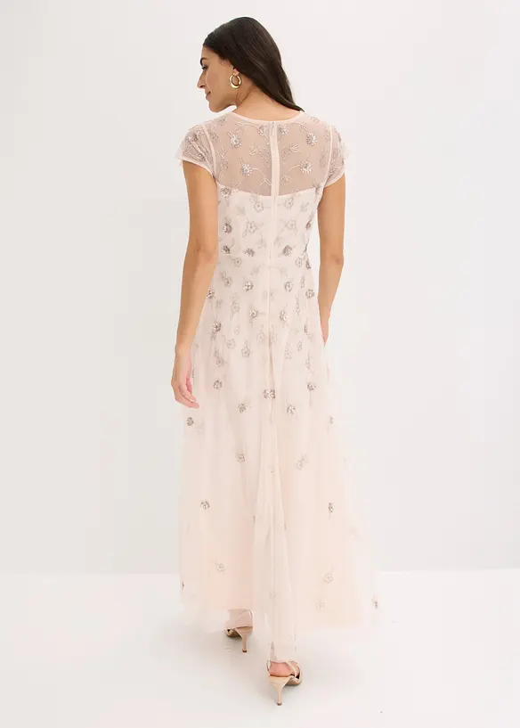Robe de soir&eacute;e en tulle d&eacute;licat avec sequins brod&eacute;s, bonprix
