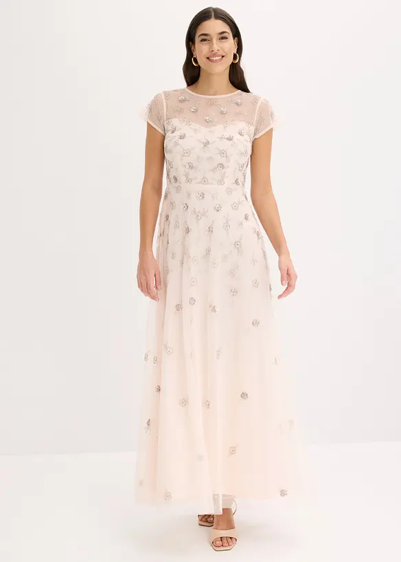 Robe de soir&eacute;e en tulle d&eacute;licat avec sequins brod&eacute;s, bonprix