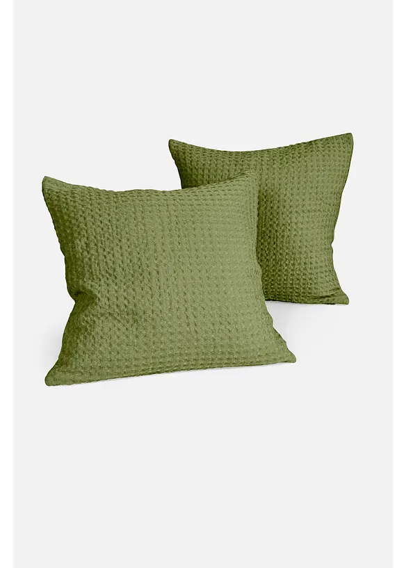 Lot de 2 housses de coussin &agrave; motif gaufr&eacute;, bonprix