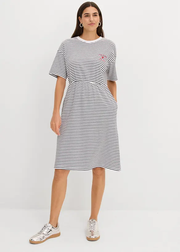 Robe ray&eacute;e avec broderie, bonprix