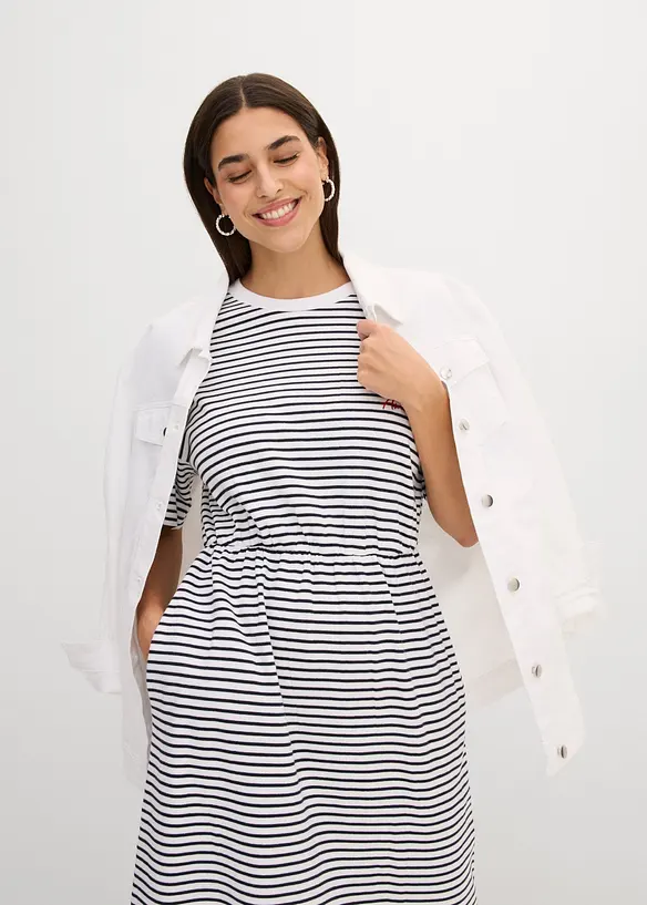 Robe ray&eacute;e avec broderie, bonprix