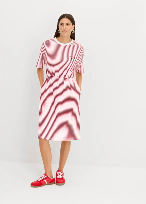 Robe ray&eacute;e avec broderie, bonprix