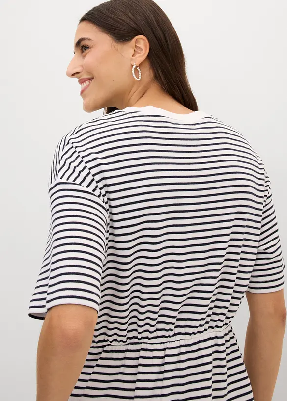 Robe ray&eacute;e avec broderie, bonprix