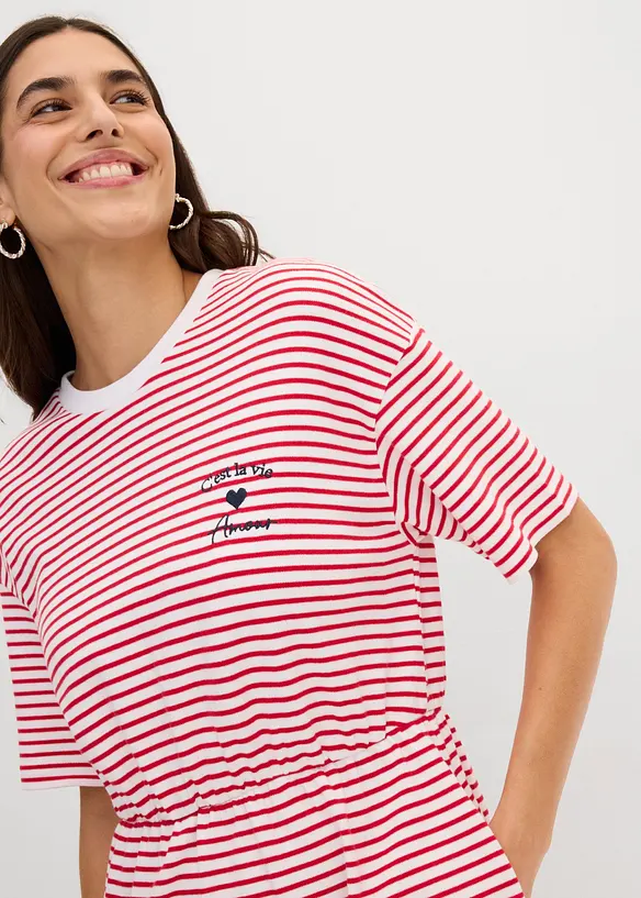 Robe ray&eacute;e avec broderie, bonprix