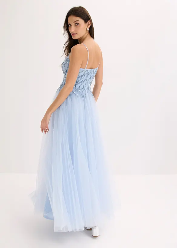 Robe de soir&eacute;e en tulle avec d&eacute;cors en strass, bonprix