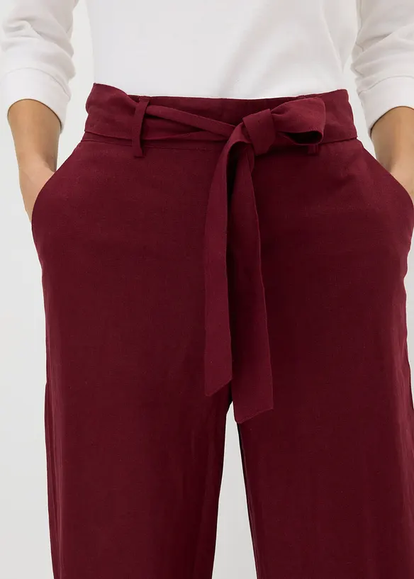 Pantalon large en lin m&eacute;lang&eacute;, bonprix