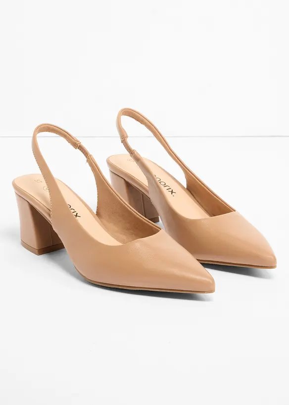 Escarpins slingback &agrave; talon carr&eacute;, bonprix
