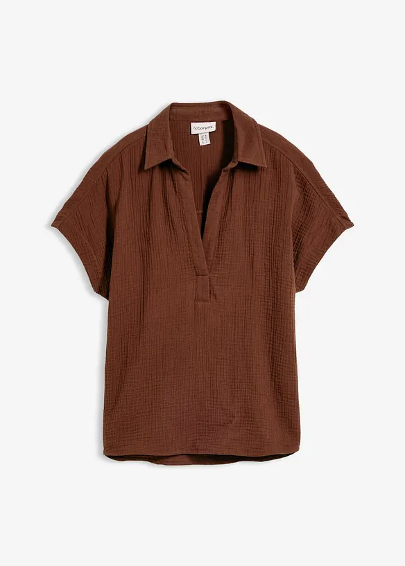 Blouse manches courtes en gaze de coton l&eacute;g&egrave;re, bonprix