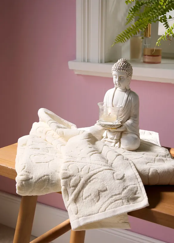 Serviette de toilette en coton &agrave; motif en relief, bonprix