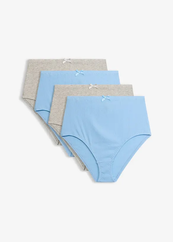 Lot de 4 slips taille haute en coton l&eacute;ger, bonprix