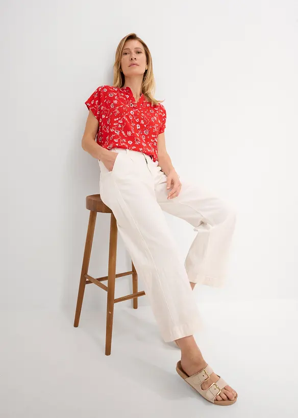 Jean large, taille haute et &eacute;lastiqu&eacute;e, cropped, bonprix