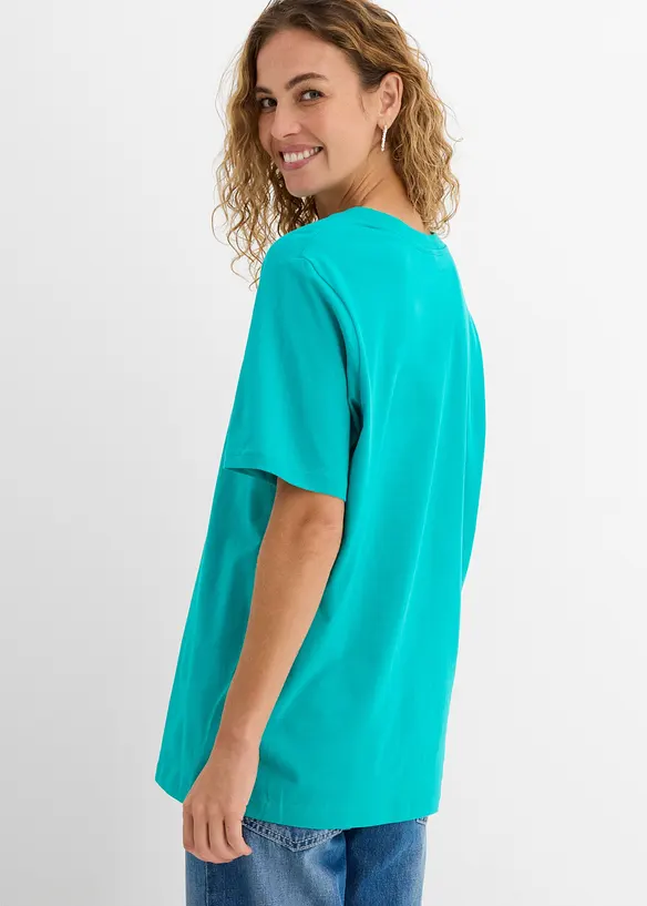 Lot de 5 T-shirts longs et amples &agrave; col V, bonprix