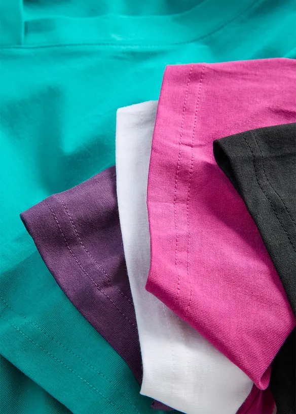 Lot de 5 T-shirts longs et amples &agrave; col V, bonprix