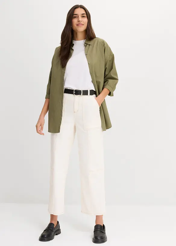 Pantalon raccourci en twill coton extensible, bonprix