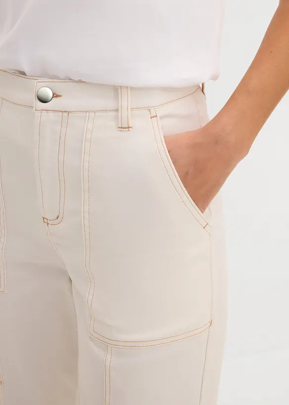 Pantalon raccourci en twill coton extensible, bonprix