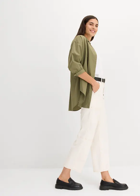 Pantalon raccourci en twill coton extensible, bonprix