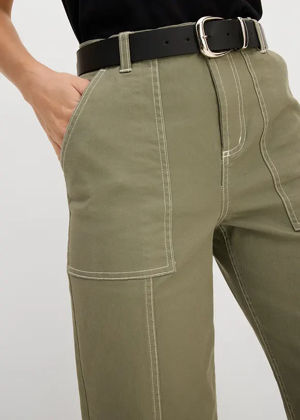 Pantalon raccourci en twill coton extensible, bonprix