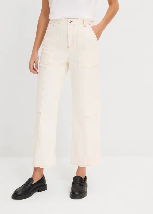 Pantalon raccourci en twill coton extensible, bonprix