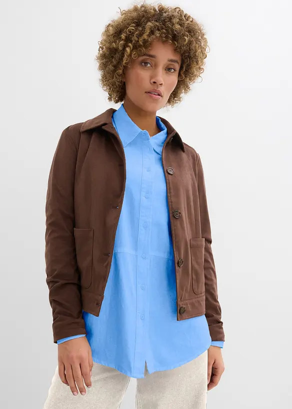 Chemisier oversize en lin m&eacute;lang&eacute;, bonprix