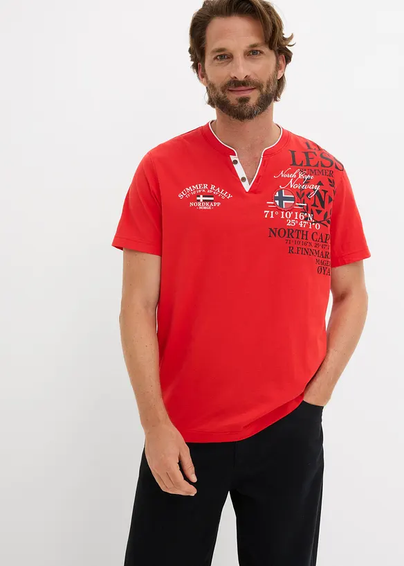 T-shirt col tunisien 100% coton, bonprix