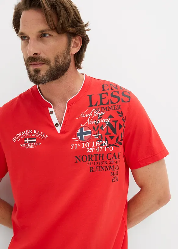 T-shirt col tunisien 100% coton, bonprix