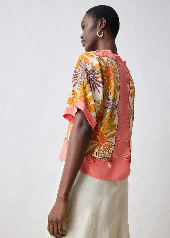 Blouse en soie m&eacute;lang&eacute;e, bonprix