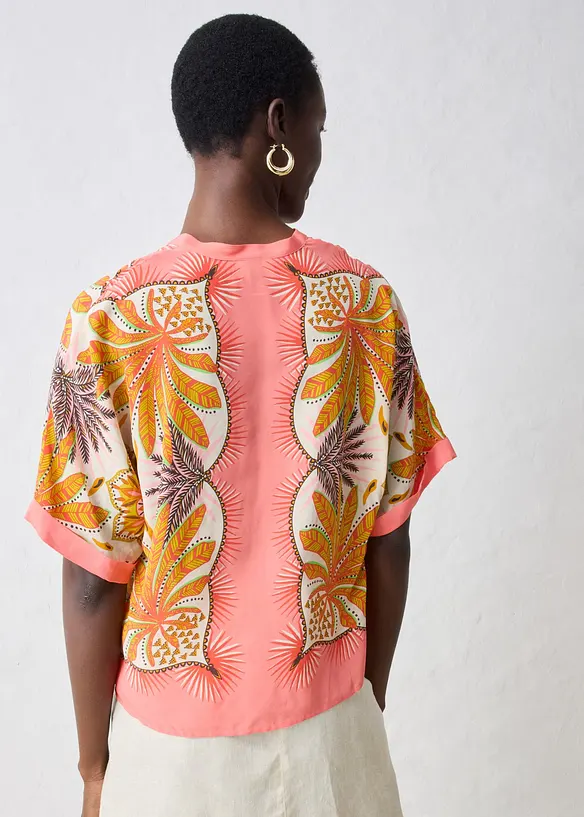 Blouse en soie m&eacute;lang&eacute;e, bonprix