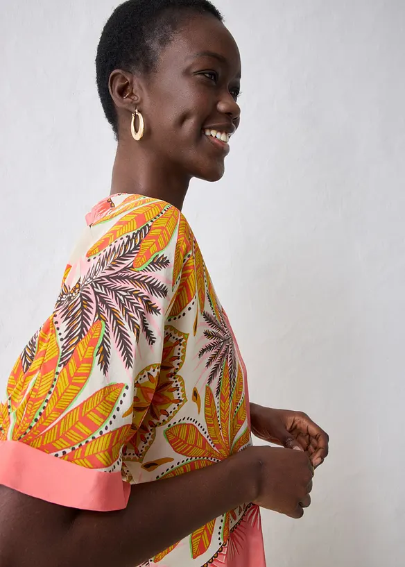 Blouse en soie m&eacute;lang&eacute;e, bonprix