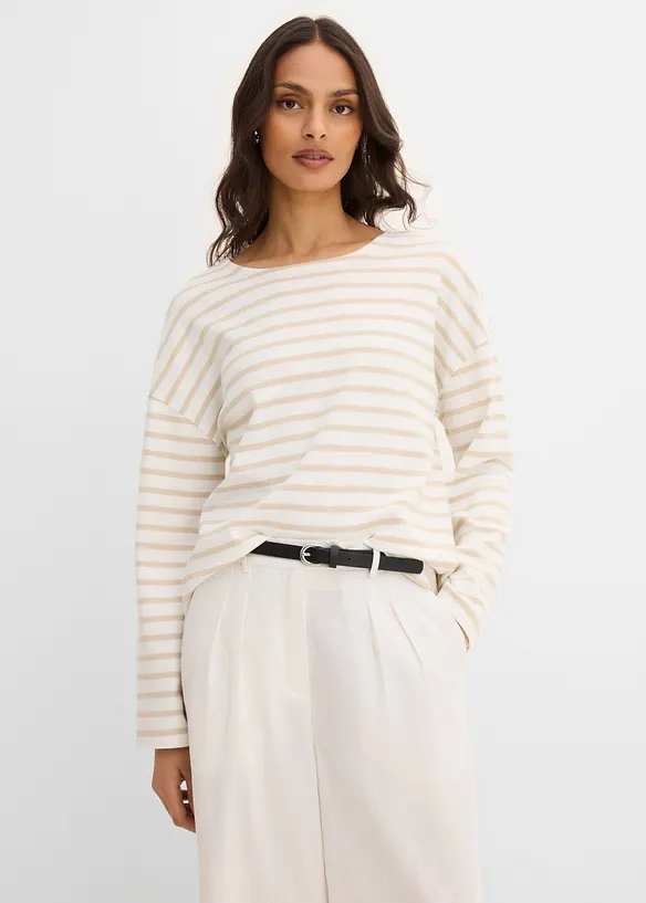 T-shirt manches longues ray&eacute; en coton, bonprix