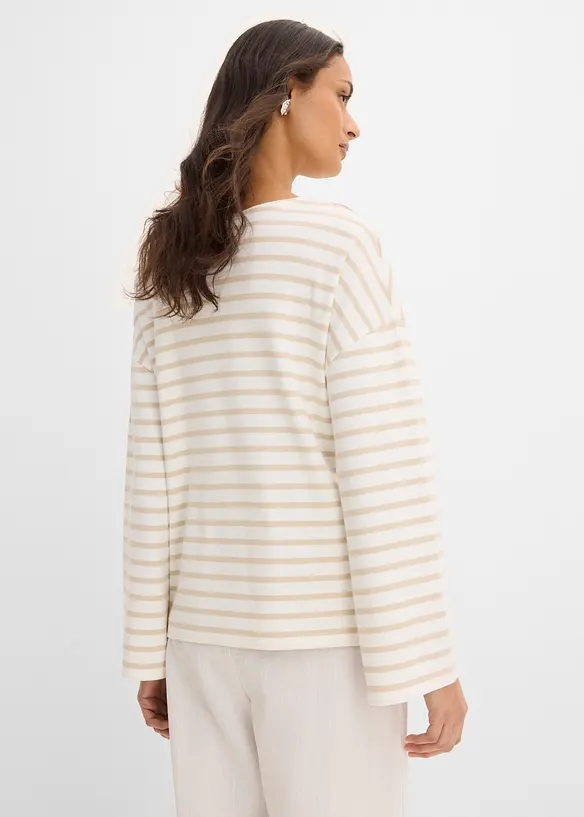 T-shirt manches longues ray&eacute; en coton, bonprix